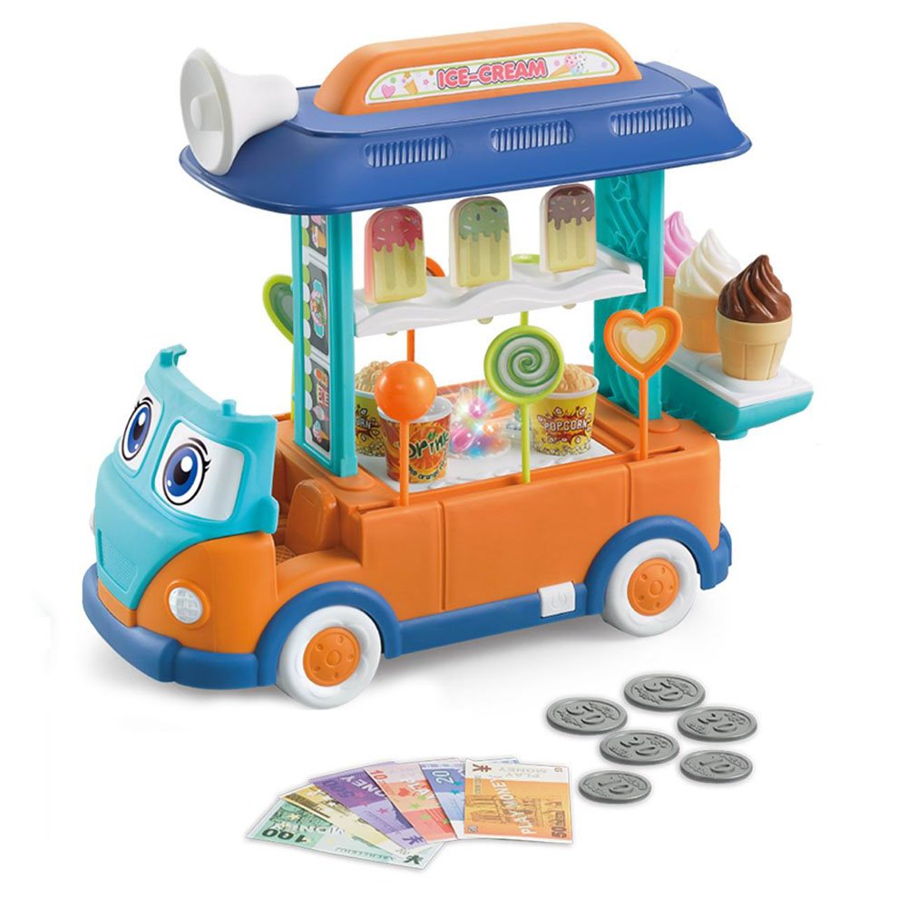 Role Play Diy Educational Kids Pretend Play Set Ice Cream Shop 2in1 Smart Deformed Dessert Bus Ice Cream Shop Play Set